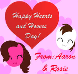 Size: 2574x2453 | Tagged: safe, artist:aarondrawsarts, oc, oc only, oc:brain teaser, oc:rose bloom, episode:hearts and hooves day, g4, my little pony: friendship is magic, brainbloom, card, heart, love, shipping