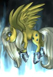 Size: 770x1108 | Tagged: safe, artist:not-ordinary-pony, oc, oc only, oc:psychoshy, species:pegasus, species:pony, fallout equestria, fallout equestria: project horizons, electricity, power hoof, solo