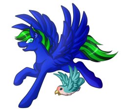 Size: 4441x4052 | Tagged: safe, artist:amazing-artsong, non-mlp oc, oc, oc only, oc:bruce, oc:circuit breaker, species:bird, species:pegasus, species:pony, absurd resolution, colored pupils, flying, male, simple background, spread wings, stallion, transparent background, wings