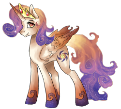 Size: 1130x1019 | Tagged: safe, artist:not-ordinary-pony, oc, oc only, oc:queen galaxia, species:alicorn, species:pony, alicorn oc, crown, female, gradient hair, gradient hooves, jewelry, looking at you, mare, regalia, simple background, smiling, solo, transparent background