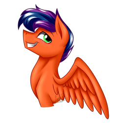 Size: 1646x1650 | Tagged: safe, artist:jack-pie, oc, oc only, oc:alexander coat, species:pegasus, species:pony, green eyes, grin, looking back, male, multicolored hair, simple background, smiling, solo, stallion, transparent background