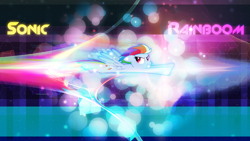Size: 3840x2160 | Tagged: safe, artist:game-beatx14, artist:zutheskunk edits, character:rainbow dash, 4k, female, flying, solo, wallpaper