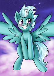Size: 824x1160 | Tagged: safe, artist:not-ordinary-pony, character:fleetfoot, species:pony, cloud, female, looking away, mare, night, sitting, solo, spread wings, starry night, stars, wings