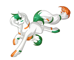 Size: 4412x3539 | Tagged: safe, artist:amazing-artsong, species:earth pony, species:pony, nation ponies, absurd resolution, colored pupils, female, ireland, mare, ponified, raised hoof, simple background, solo, transparent background, underhoof, vanillaswirl6's nation ponies