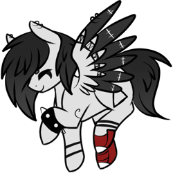 Size: 894x894 | Tagged: safe, artist:umiimou, oc, oc only, species:pegasus, species:pony, colored wings, ear piercing, earring, eyes closed, jewelry, male, multicolored wings, piercing, simple background, solo, spiked wristband, stallion, transparent background, wristband