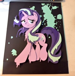Size: 1187x1200 | Tagged: safe, artist:the-paper-pony, character:starlight glimmer, species:pony, species:unicorn, dripping, female, shadowbox, smiling, solo, traditional art