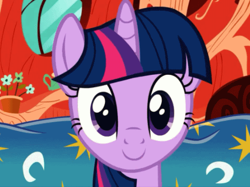 Size: 507x380 | Tagged: safe, artist:blackgryph0n, character:twilight sparkle, species:pony, species:unicorn, animated, bust, female, gif, grin, lidded eyes, looking at you, mare, meta, portrait, reaction image, smiling, solo, talking