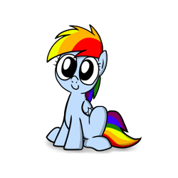 Size: 1024x1024 | Tagged: safe, artist:petirep, character:rainbow dash, species:pegasus, species:pony, cute, dashabetes, female, filly, filly rainbow dash, rainbow dash presents, simple background, sitting, smiling, solo, transparent background