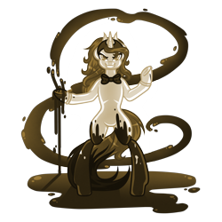 Size: 5000x5000 | Tagged: safe, artist:amazing-artsong, oc, oc only, oc:inky dust, species:pony, absurd resolution, bendy and the ink machine, bipedal, crossover, ink, sepia, simple background, solo, transparent background
