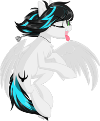 Size: 1024x1246 | Tagged: safe, artist:kellythedrawinguni, oc, oc only, oc:danger close, species:pegasus, species:pony, female, mare, simple background, solo, tongue out, transparent background
