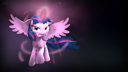 Size: 3840x2160 | Tagged: safe, artist:imafutureguitarhero, artist:mangaka-girl, character:twilight sparkle, character:twilight sparkle (alicorn), species:alicorn, species:pony, 3d, adaptation, angry, based on vector, crying, female, imminent death, levitation, looking at you, magic, recursive fanart, solo, source filmmaker, wallpaper