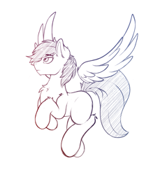 Size: 1297x1481 | Tagged: safe, artist:capseys, oc, oc only, species:pony, flying, sketch, solo