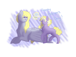 Size: 4000x3000 | Tagged: safe, artist:liefsong, character:derpy hooves, character:dinky hooves, species:pegasus, species:pony, species:unicorn, cute, equestria's best daughter, equestria's best mother, female, filly, flower, foal, magic, magic aura, mare, mother and daughter, mother's day, mothers day 2017, text