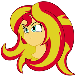 Size: 555x555 | Tagged: safe, artist:combatkaiser, character:sunset shimmer, my little pony:equestria girls, female, head, simple background, solo, transparent background