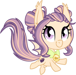 Size: 438x435 | Tagged: safe, artist:kellythedrawinguni, oc, oc only, oc:melissa mittens, species:bat pony, species:pony, bow tie, chibi, commission, cute, female, mare, ocbetes, simple background, smiling, solo, transparent background