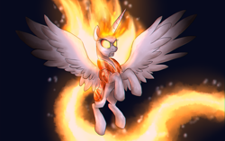 Size: 2956x1861 | Tagged: safe, artist:not-ordinary-pony, character:daybreaker, character:princess celestia, species:alicorn, species:pony, episode:a royal problem, g4, my little pony: friendship is magic, chromatic aberration, female, flying, frown, glowing eyes, gritted teeth, mare, solo