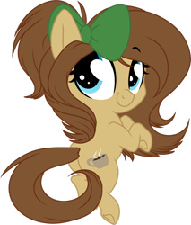 Size: 1024x1202 | Tagged: safe, artist:kellythedrawinguni, oc, oc only, oc:mocha latte, species:pony, bow, chibi, cute, female, gift art, hair bow, mare, ocbetes, simple background, smiling, solo, transparent background