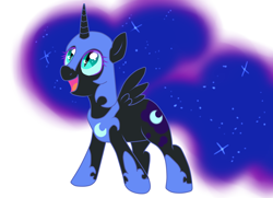 Size: 2572x1864 | Tagged: safe, artist:not-ordinary-pony, character:nightmare moon, character:princess luna, species:alicorn, species:pony, cute, female, filly, helmet, mare, moonabetes, nightmare woon, smiling, solo