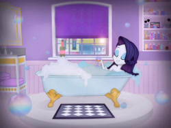 Size: 5976x4489 | Tagged: safe, artist:invisibleink, character:rarity, my little pony:equestria girls, absurd resolution, alcohol, bath, bathing, bubble, bubble bath, claw foot bathtub, female, glass, heatwave, nudity, show accurate, solo, sun, wine, wine bottle, wine glass