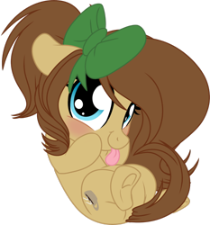 Size: 1024x1099 | Tagged: safe, artist:kellythedrawinguni, oc, oc only, oc:mocha latte, species:earth pony, species:pony, chibi, cute, female, looking at you, mare, simple background, solo, tongue out, transparent background, underhoof