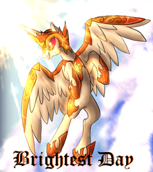 Size: 1162x1308 | Tagged: safe, artist:not-ordinary-pony, character:daybreaker, character:princess celestia, species:alicorn, species:pony, episode:a royal problem, g4, my little pony: friendship is magic, day, female, helmet, mare, smiling, solo