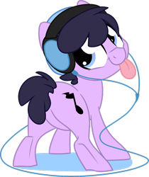 Size: 1024x1221 | Tagged: safe, artist:kellythedrawinguni, oc, oc only, oc:bangers, species:earth pony, species:pony, chibi, headphones, male, simple background, solo, stallion, tongue out, transparent background