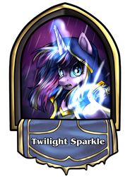 Size: 1352x1834 | Tagged: safe, artist:not-ordinary-pony, character:twilight sparkle, species:pony, species:unicorn, bust, clothing, crossover, female, glowing hooves, glowing horn, hearthstone, hearthstone hero, hoodie, jaina proudmoore, looking at you, mare, portrait, simple background, solo, transparent background, warcraft