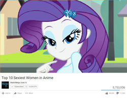 Size: 848x720 | Tagged: safe, artist:brandonale, character:rarity, episode:player piano, equestria girls:rainbow rocks, g4, my little pony: equestria girls, my little pony:equestria girls, barrette, bedroom eyes, fake, female, hairpin, looking at you, sexy, teaser, top 10 anime list parody, watchmojo.com