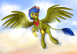 Size: 3508x2480 | Tagged: safe, artist:renaphin, oc, oc only, oc:green storm, species:classical hippogriff, species:hippogriff, beak, claws, clothing, cowboy hat, hat, solo
