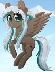 Size: 2438x3195 | Tagged: safe, artist:fluffymaiden, oc, oc only, oc:lynn, species:pegasus, species:pony, cloud, cute, female, gift art, mare, ocbetes, sky, smiling, solo