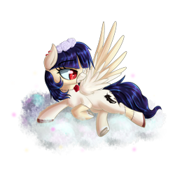 Size: 3000x3000 | Tagged: safe, artist:eifiechan, oc, oc only, species:pegasus, species:pony, cloud, commission, female, looking back, mare, red eyes, simple background, solo, stitches, transparent background, zombie