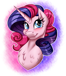 Size: 2000x2300 | Tagged: safe, artist:jack-pie, character:pinkie pie, character:rarity, oc, species:pony, bust, duo, fusion, looking at you, simple background, smiling, solo, transparent background