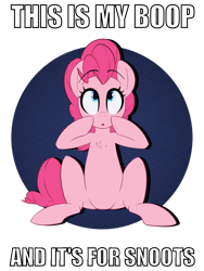 Size: 768x1024 | Tagged: safe, artist:january3rd, edit, character:pinkie pie, species:earth pony, species:pony, :o, boop, boop the snoot, bronybait, chest fluff, cute, design, diapinkes, female, image macro, imminent boop, imminent snoot, lewd, looking up, mare, meme, open mouth, pointing, shirt design, simple background, sitting, snoot, snoot the boop, solo, spoonerism, transparent background, wide eyes