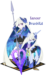Size: 1800x2900 | Tagged: safe, artist:geraritydevillefort, species:human, species:pony, species:unicorn, anime, brunhilde, brynhildr, clothing, crossover, fate/grand order, fate/stay night, female, horseshoes, human ponidox, humanized, lance, mare, ponidox, ponified, self ponidox, simple background, transparent background, weapon
