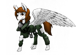 Size: 1000x707 | Tagged: safe, artist:darkhestur, oc, oc only, oc:aerial aim, species:pegasus, species:pony, airforce, clothing, flight suit, military, solo, uniform