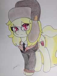 Size: 2448x3264 | Tagged: safe, artist:luxiwind, character:march gustysnows, species:pony, episode:princess spike, g4, my little pony: friendship is magic, clothing, female, hat, mare, solo, traditional art, ushanka