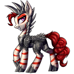 Size: 1000x1000 | Tagged: safe, artist:setharu, oc, oc only, oc:rampage, species:earth pony, species:pony, fallout equestria, fallout equestria: project horizons, armor, barbed wire, claws, female, grin, mare, simple background, smiling, solo, spikes, transparent background