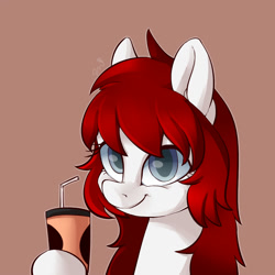 Size: 1000x1000 | Tagged: safe, artist:passigcamel, oc, oc only, species:pony, bendy straw, drinking straw, female, mare, simple background, solo, straw