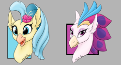 Size: 1528x816 | Tagged: safe, artist:mythpony, edit, character:princess skystar, character:queen novo, species:classical hippogriff, species:hippogriff, my little pony: the movie (2017), bust, daughter, family, female, mother, mother and daughter, portrait, princess, princess and queen, queen, royal family, royalty