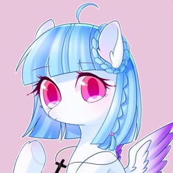 Size: 1200x1200 | Tagged: safe, artist:leafywind, oc, oc only, species:pegasus, species:pony, bust, cross, female, mare, portrait, simple background, solo