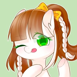 Size: 1200x1200 | Tagged: safe, artist:leafywind, oc, oc only, species:pony, female, mare, one eye closed, simple background, solo, tongue out, wink