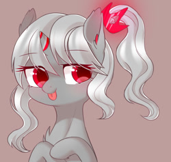 Size: 885x840 | Tagged: safe, artist:leafywind, oc, oc only, species:pony, species:unicorn, bust, female, mare, portrait, simple background, solo, tongue out