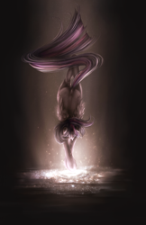 Size: 1750x2700 | Tagged: safe, artist:ventious, character:twilight sparkle, character:twilight sparkle (alicorn), species:alicorn, species:pony, female, headstand, hoof stand, mare, solo, upside down