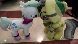 Size: 4128x2322 | Tagged: safe, artist:onlyfactory, photographer:horsesplease, character:daring do, character:double diamond, bootleg, clothing, crack shipping, daringdiamond, female, four times the d, four times the xd, glasses, hat, irl, malaysia, male, photo, plushie, shipping, straight, xdddd