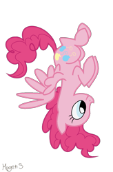 Size: 863x1319 | Tagged: safe, artist:dubsteppegasister, artist:lauren faust, character:pinkie pie, species:pegasus, species:pony, cute, diapinkes, female, flying, hilarious in hindsight, mare, pegasus pinkie pie, pinkie being pinkie, race swap, simple background, smiling, solo, spread wings, transparent background, upside down, wings