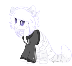 Size: 4864x4474 | Tagged: safe, artist:cloud-fly, oc, oc only, species:pony, absurd resolution, clothing, female, hoodie, hybrid, simple background, solo, tiger pony, transparent background