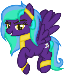 Size: 442x504 | Tagged: safe, artist:razorbladetheunicron, base used, oc, oc only, oc:frost wind, species:pegasus, species:pony, clothing, floating, scarf, simple background, smiling, smirk, solo, squint