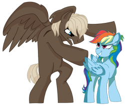 Size: 800x680 | Tagged: safe, artist:dbkit, character:dumbbell, character:rainbow dash, ship:dumbdash, female, male, shipping, simple background, straight, transparent background