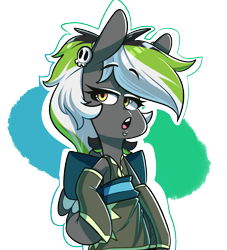 Size: 1604x1765 | Tagged: safe, artist:sourspot, oc, oc only, oc:graphite sketch, species:pony, clothing, female, kimono (clothing), mare, simple background, skull, solo, transparent background
