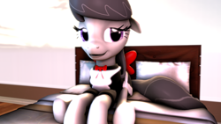 Size: 3840x2160 | Tagged: safe, artist:quicktimepony, character:octavia melody, 3d, bed, clothing, cute, female, hooves, maid, octamaid, pillow, sitting, solo, source filmmaker, tail, tavibetes, window